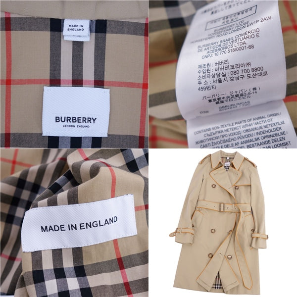 BURBERRY BURBERRY COTT TRENCH COTT BACK CHECK PIPING UK-MADE OUTER LADY UK4 US2 IT36 (equivalent to S) BEIJU