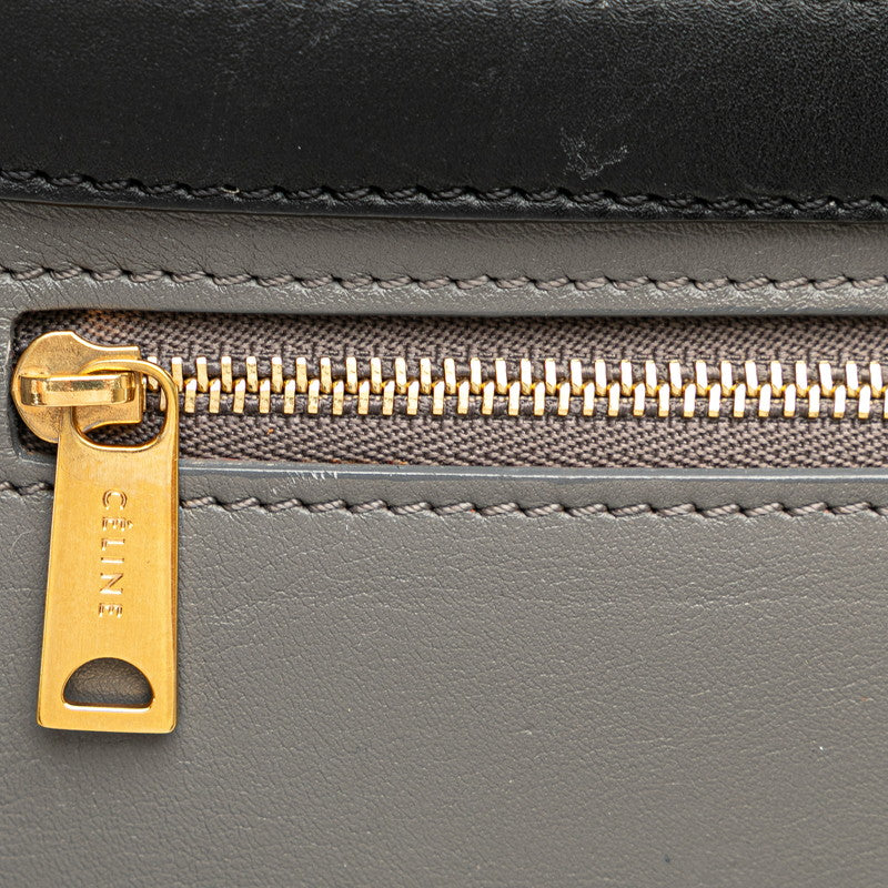 Celine Travers Handbag 2WAY 174683 Grey Black Orange Leather   Celine