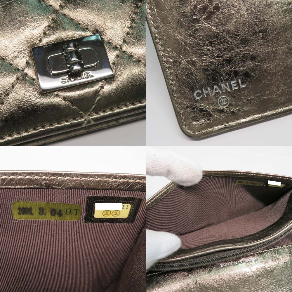 Chanel 2.55 Matrasse Two Fing Long Wallet A35304 Metal Gold SV Gold   S 11th Small Money Inserted