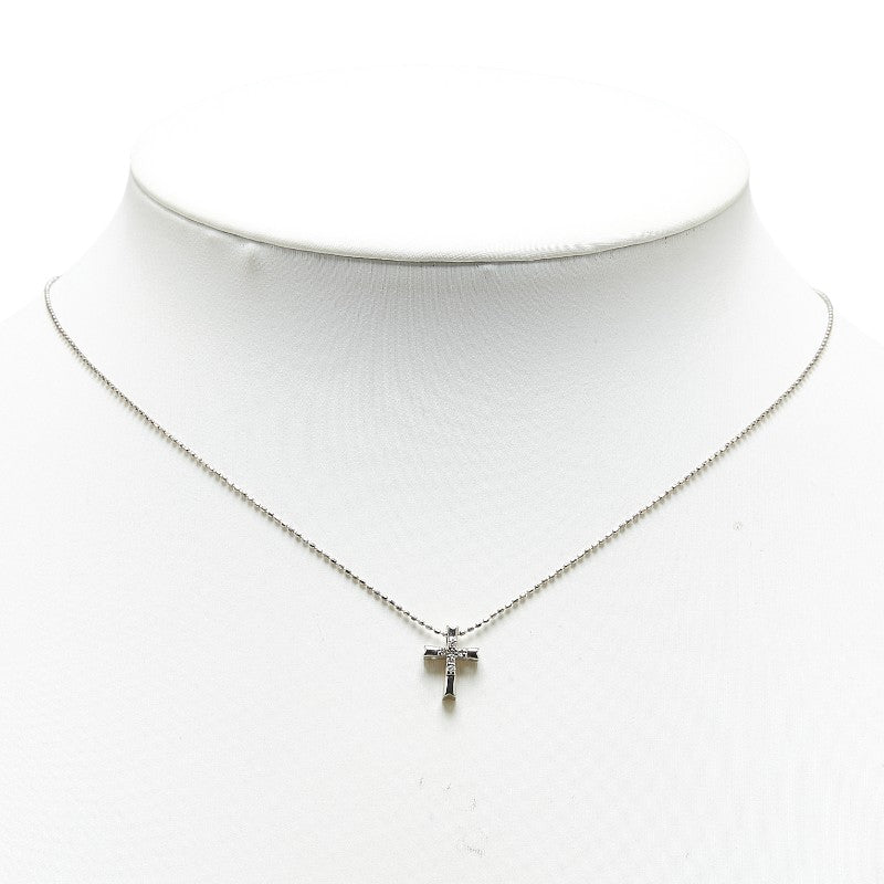 Cross-motif necklace K10WG white g ladies