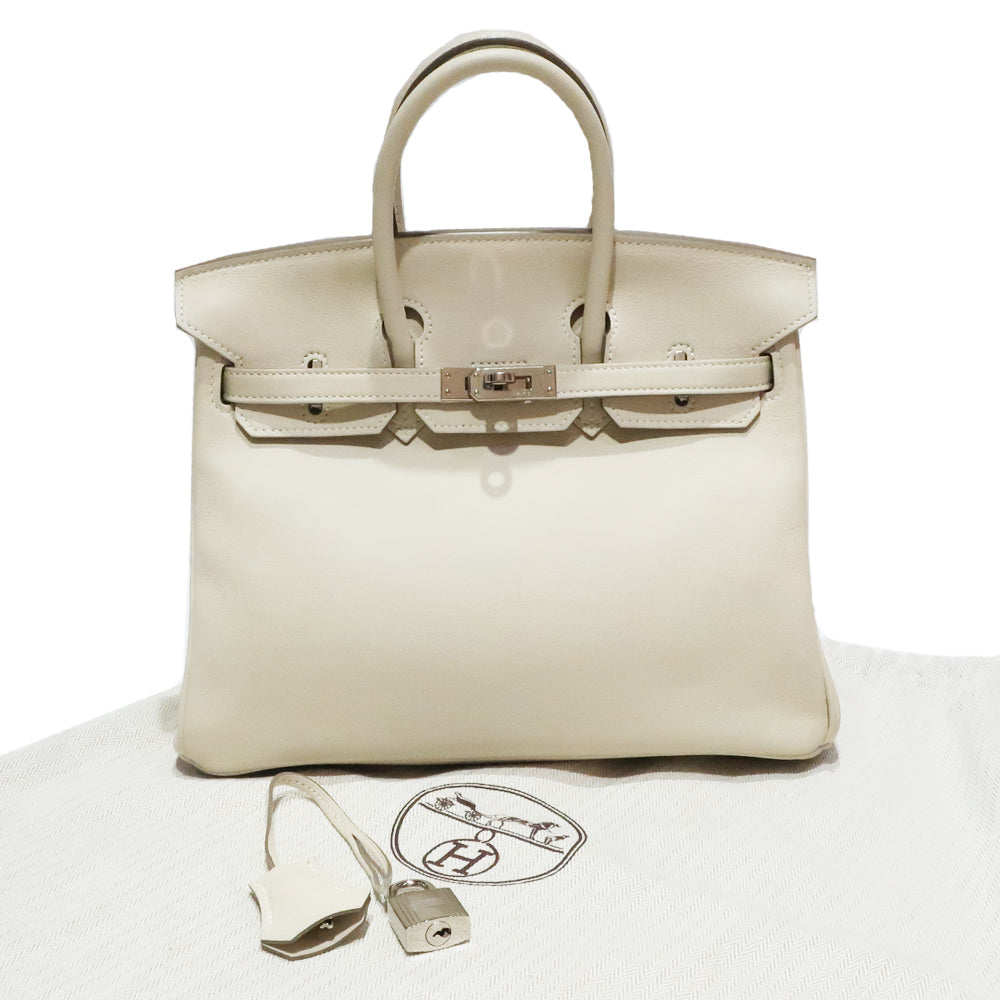 Hermes Birkin 25 X stamped handbag switches white ivory silver silver g 2016  sic veda quality