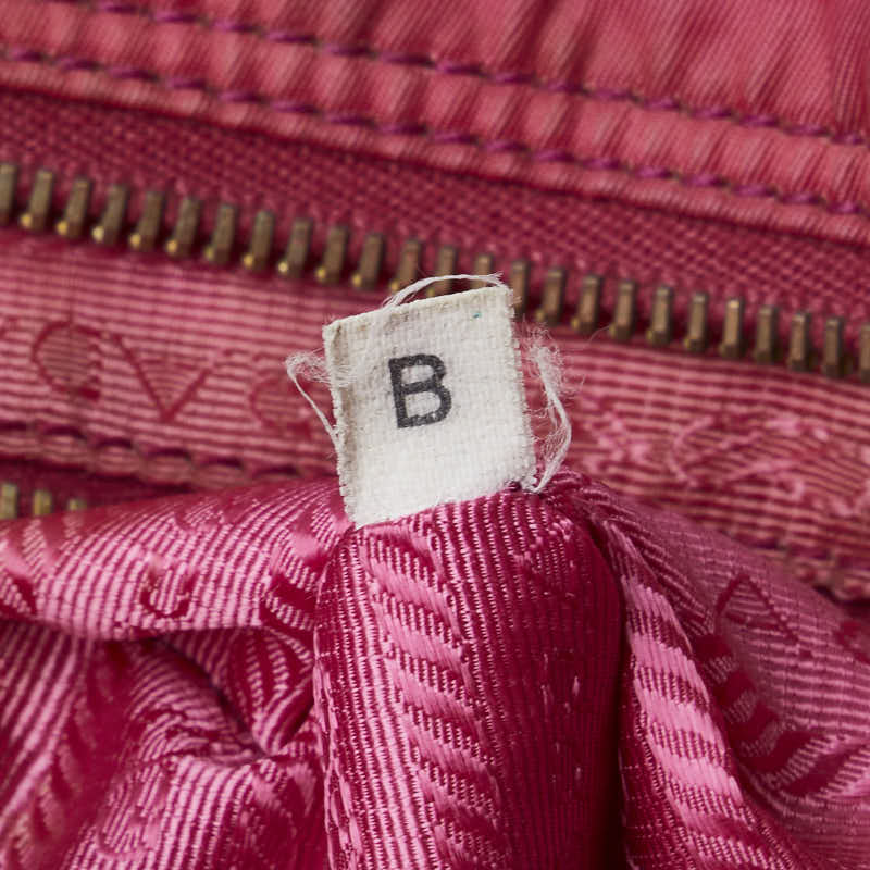 Prada Sacoche Logo  Shoulder Bag Pink Nylon Leather  Prada