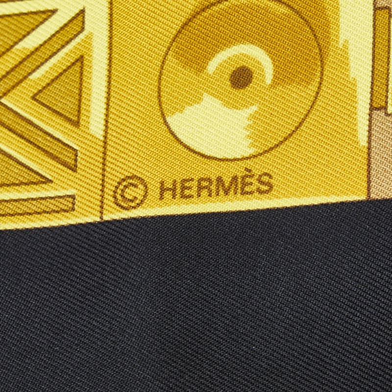 Hermes Carré 90 CUILLERS D&#39;AFRIQUE African Cup SCalf Black Multicolor Silk  Hermes