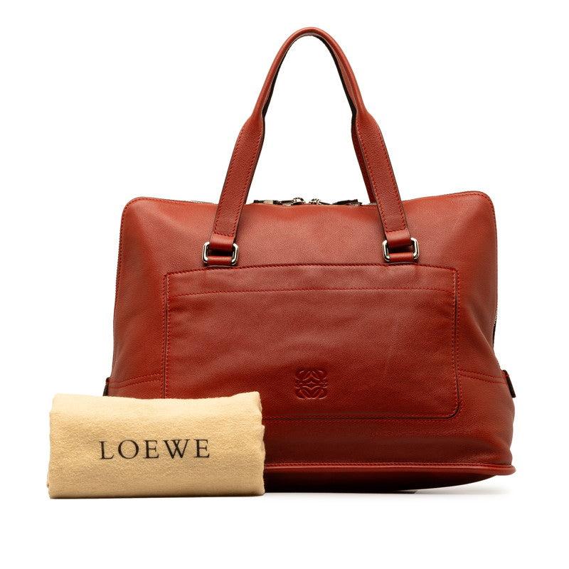 Loewe Anagram Handbag Handbag Red Silver Leather  LOEWE