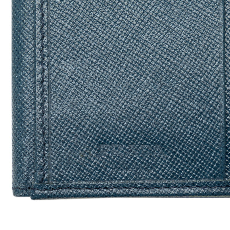 Prada Triangle Logo  Saffiano Two Fold Wallet M53A Blue Leather  Prada  Saffiano Ginsio