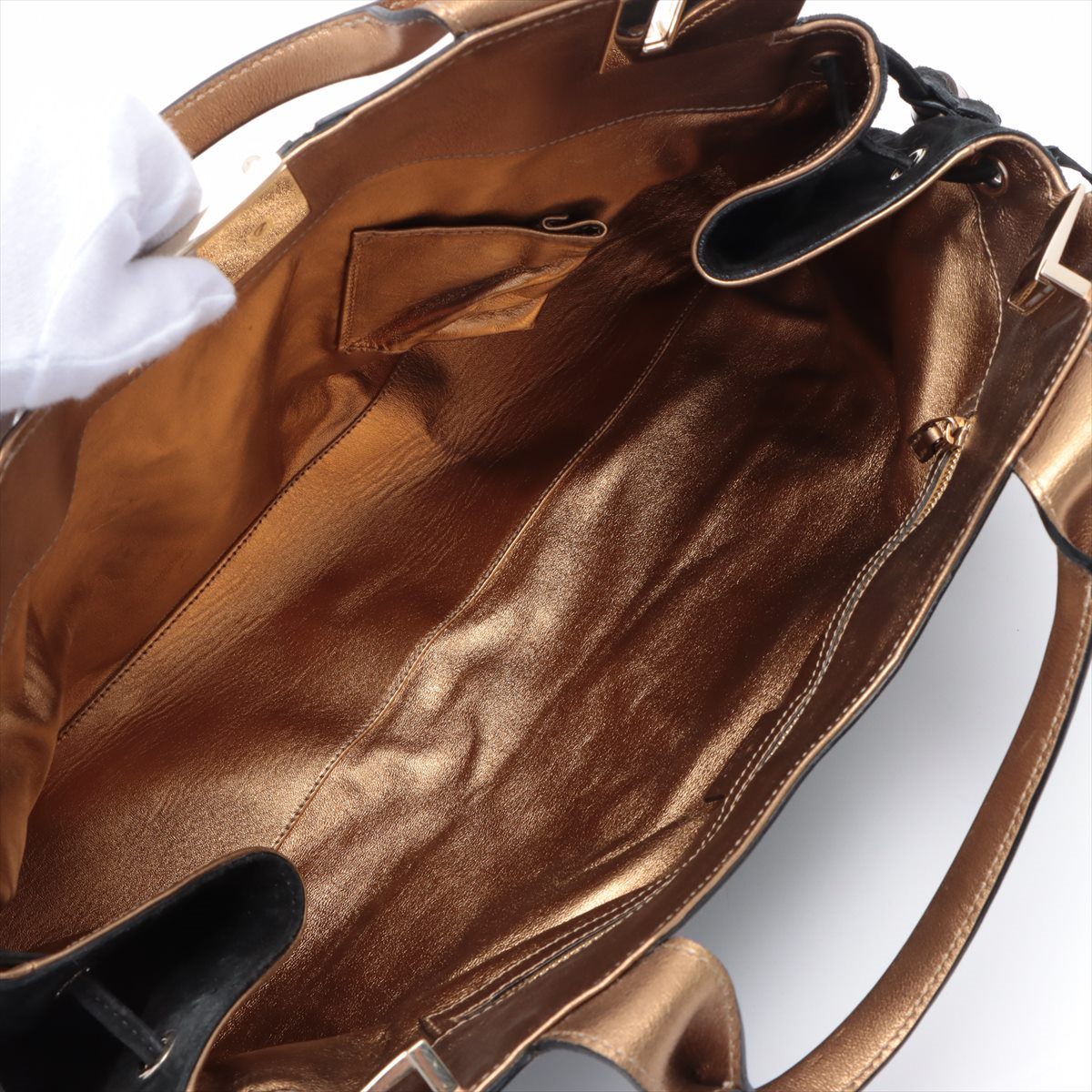 Gucci sweat x leather handbags black x gold 181867