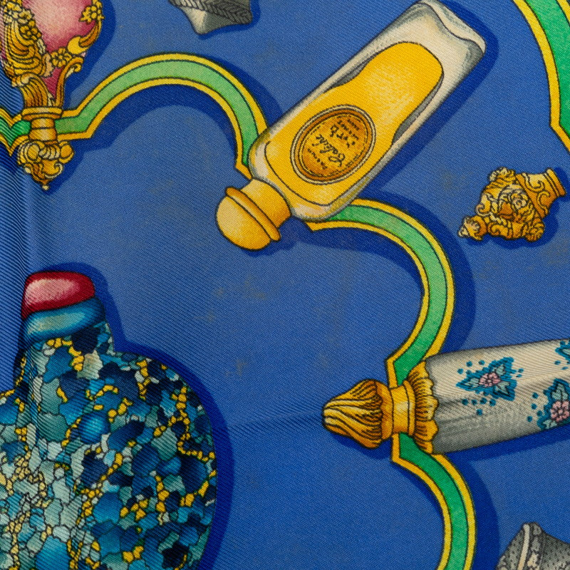 Hermes Carré 90 Pourvu qu&#39;on ait l&#39;ivresse  Bottle Scalf Blue Multicolor Silk  Hermes