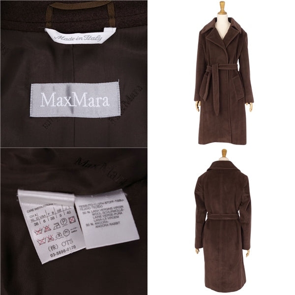 Max Mara Coat Chester Coat Wool Angola Landless Out  JI40 USA6 FB38 (M equivalent) Brown (M equivalent)