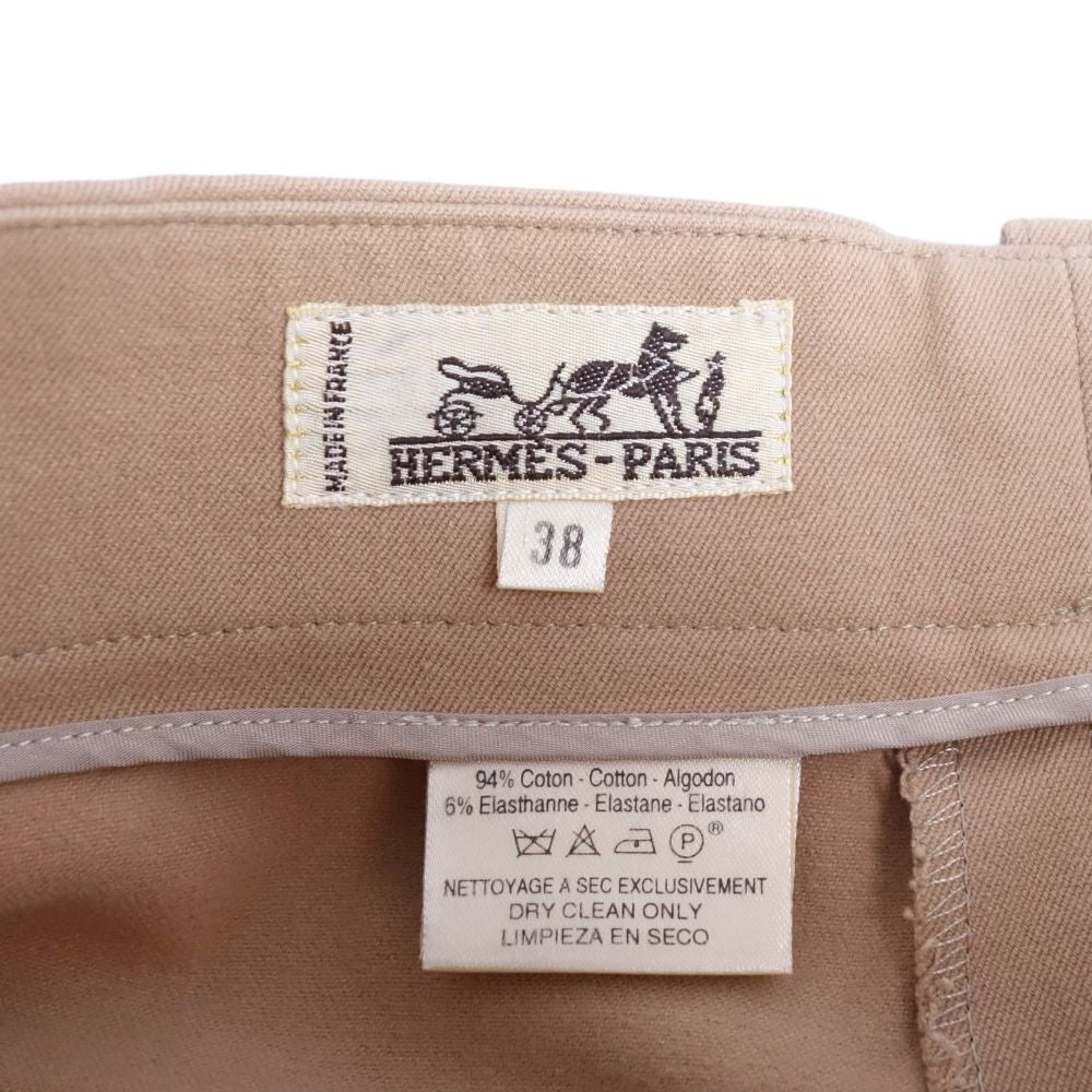 Hermes Pants  Leather Cotton Bottoms  Made in France 38 (M equivalent) Beige   Shenzhen