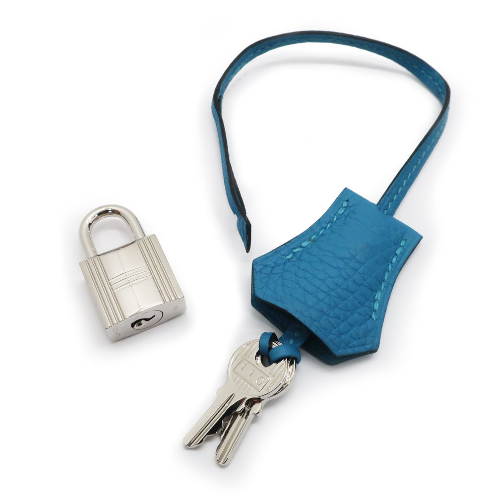Hermes Birkin 30 Turquoise Silver G   Togo Blue  Hand Bag