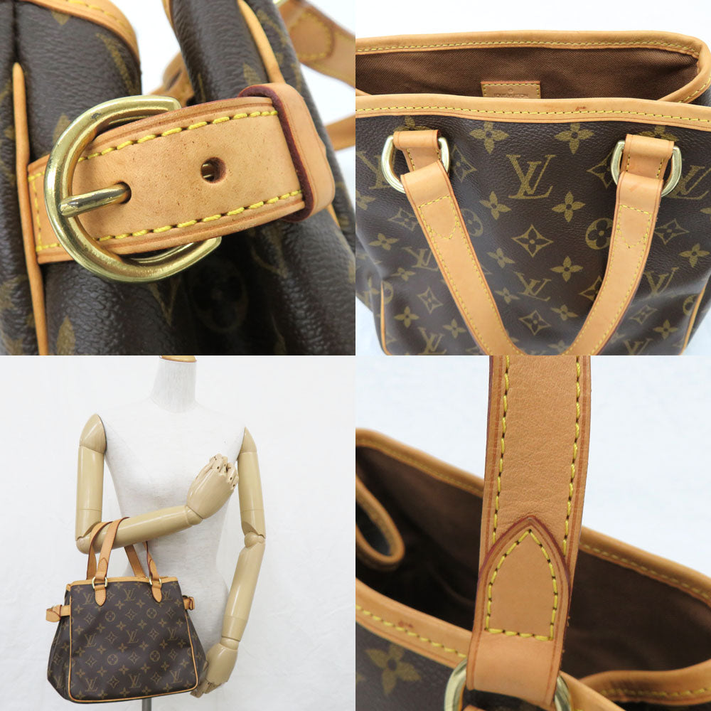 Louis Vuitton M51156 Monogram Handbag Brown Leather