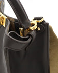 Fendi Fendi Peacebu Extract Medium Handbag 2WAY Shoulder Bag Leather Dark Brown Gold  8BN310