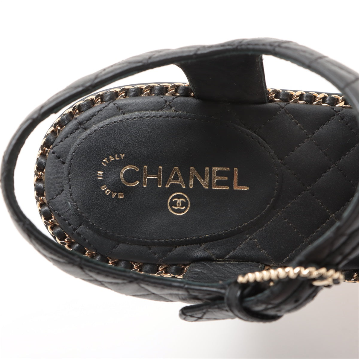 Chanel Coco Matrasse Leather Sandal 37  Black G30758