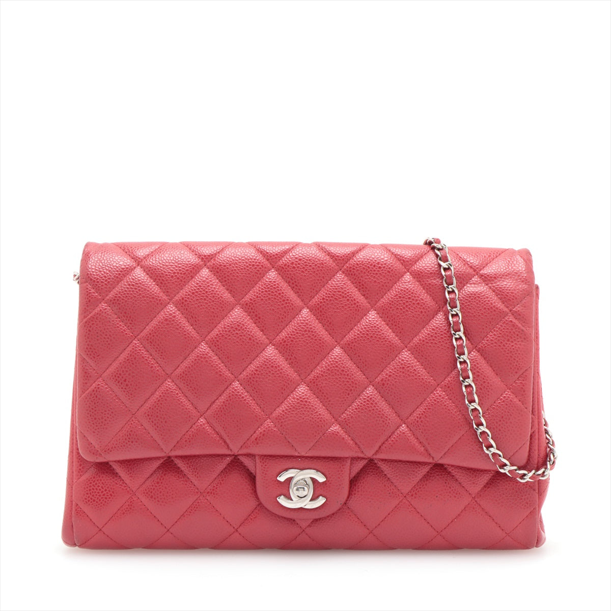 Chanel Matrasse Caviar S Single Flap Single Chain Bag Red Silver  20th
