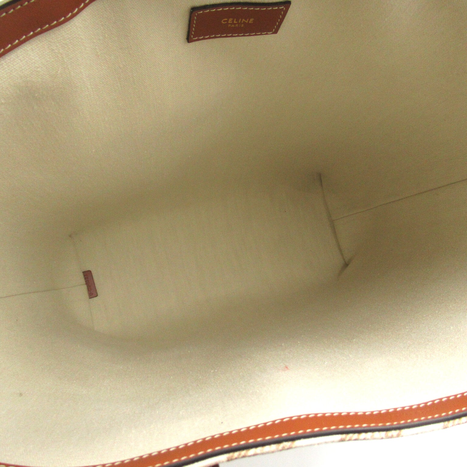 Celine Celine ftot Bag Tote Bag Linen Leather   Beige/Brown 194542EY701BC