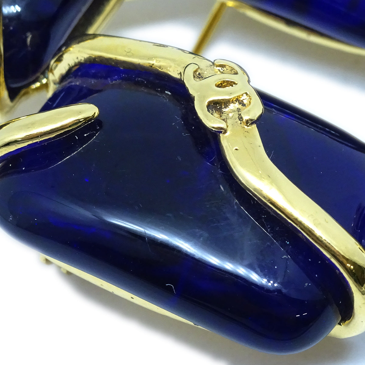 Chanel 1994 Gold &amp; Blue Gripoix &#39;CC&#39; Brooch