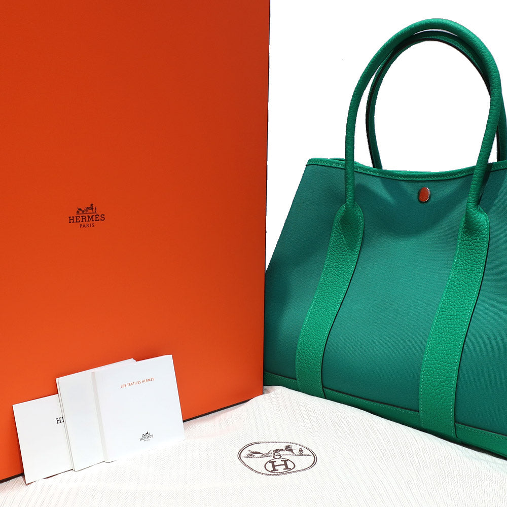 Hermes Garden Party 36 PM Verona Green Green Towerash Negonda Leather Silver G  B   New Product Unused]