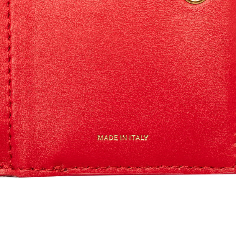 Burberry TB Logo Three Fold Wallet Red Leather