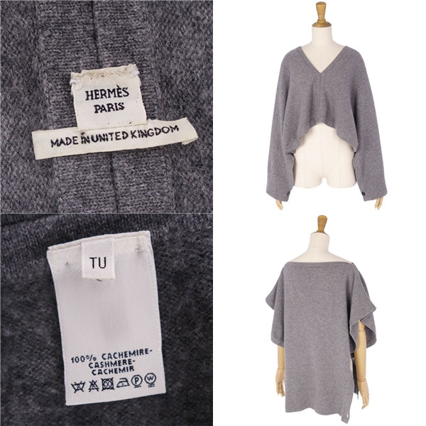 Hermes Nitted 2WAY SWEATER CASIMIA 100% TOP LADYS UK PRODUCT TU GREY