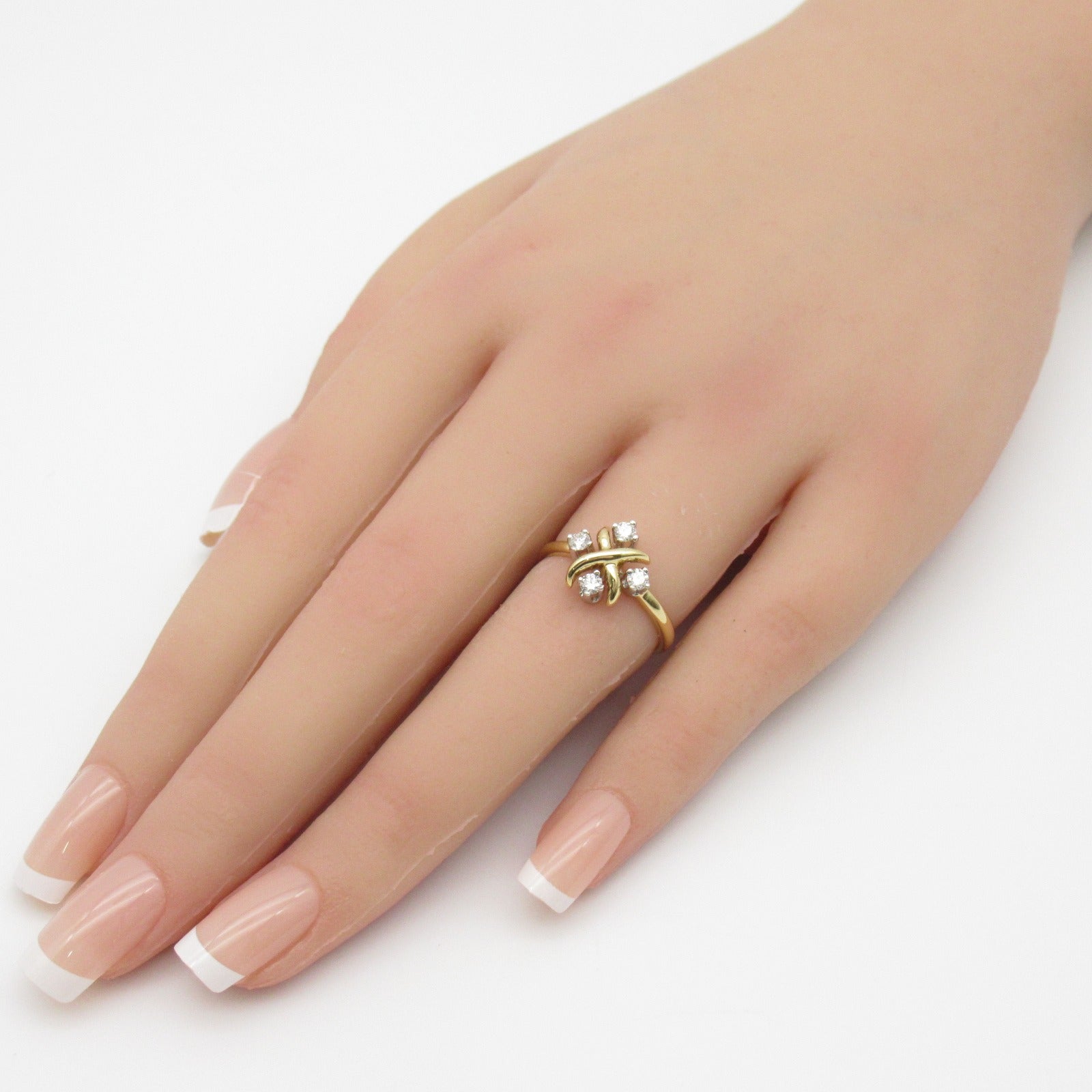 Tiffany TIFFANY&amp;CO Jean Schlumberger Lin Diamond Ring Ring Ring Jewelry Pt950 Platinum K18 (Yellow G) Diamond  Clearance
