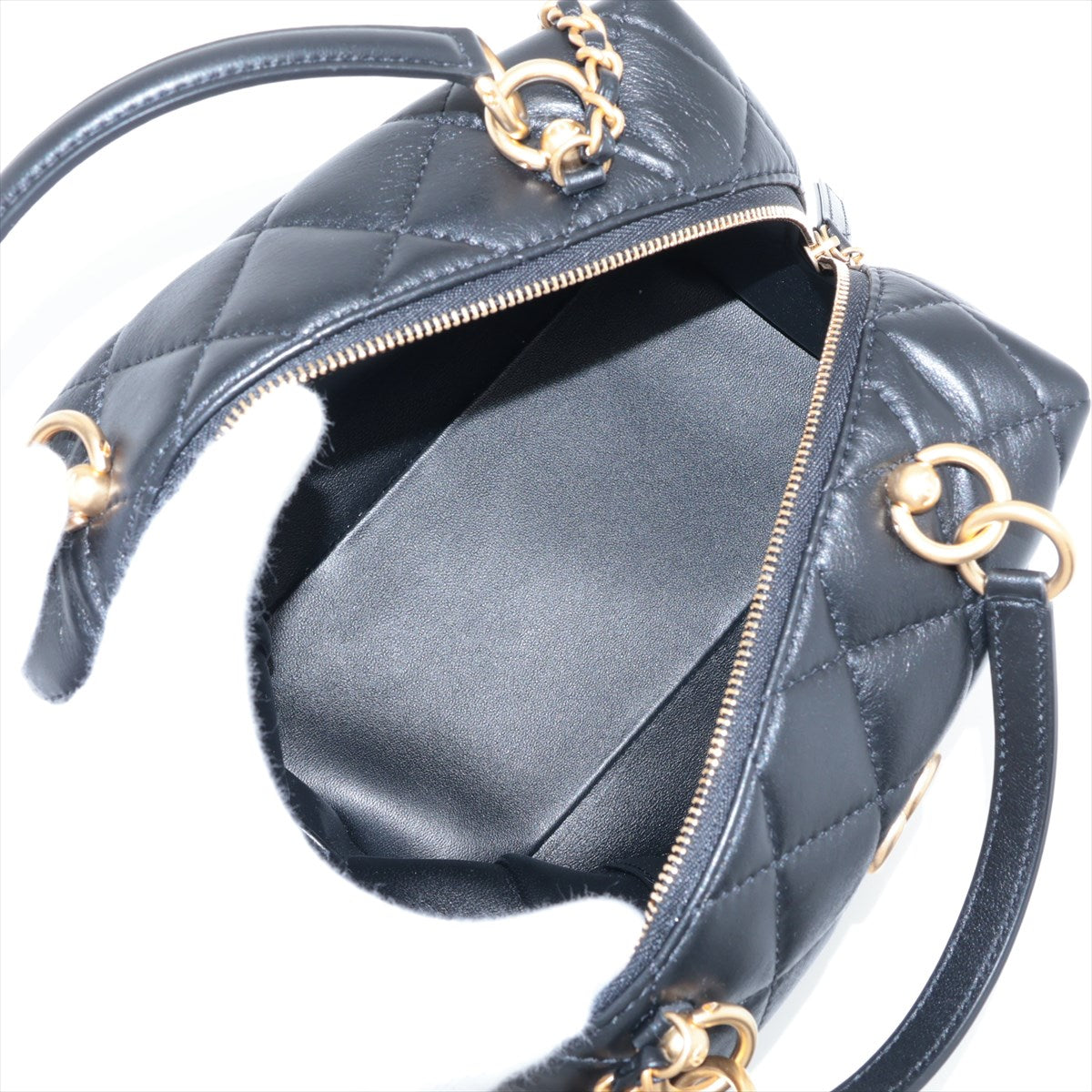Chanel Matrasse  2WAY Handbag Mini Bowling Bag Black G  AS4202