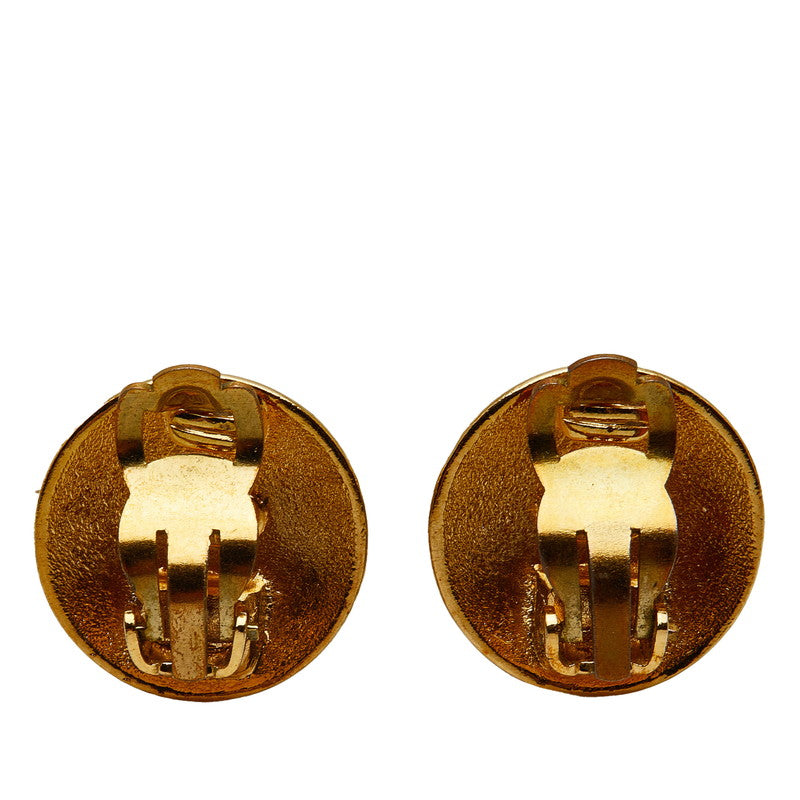 Chanel Vintage Coco Mark Round Crown Earrings Gold Plated Women&#39;s