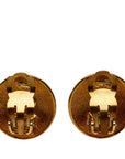Chanel Vintage Coco Mark Round Crown Earrings Gold Plated Women's