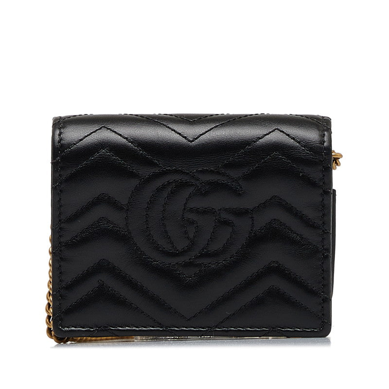Gucci GG Marmont gewatteerde compacte kettingportemonnee 625693 zwart leer dames