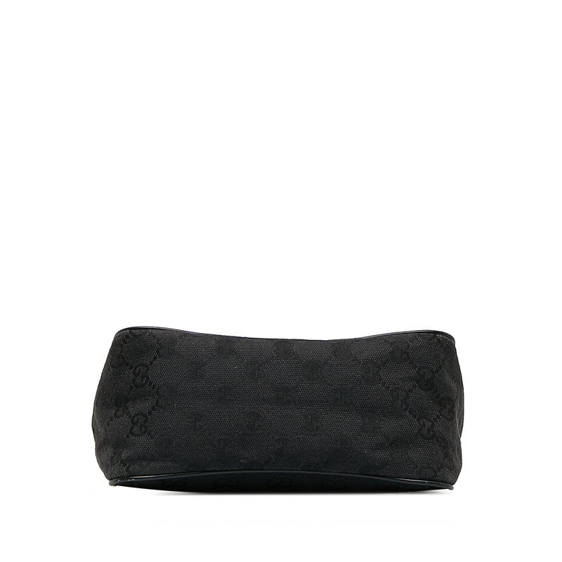 Gucci GG Handbag Accessory Pouch 106644 Black Canvas Leather Women&#39;s