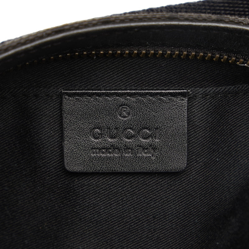 Gucci GG Handbag Accessory Pouch 106644 Black Canvas Leather Women&#39;s