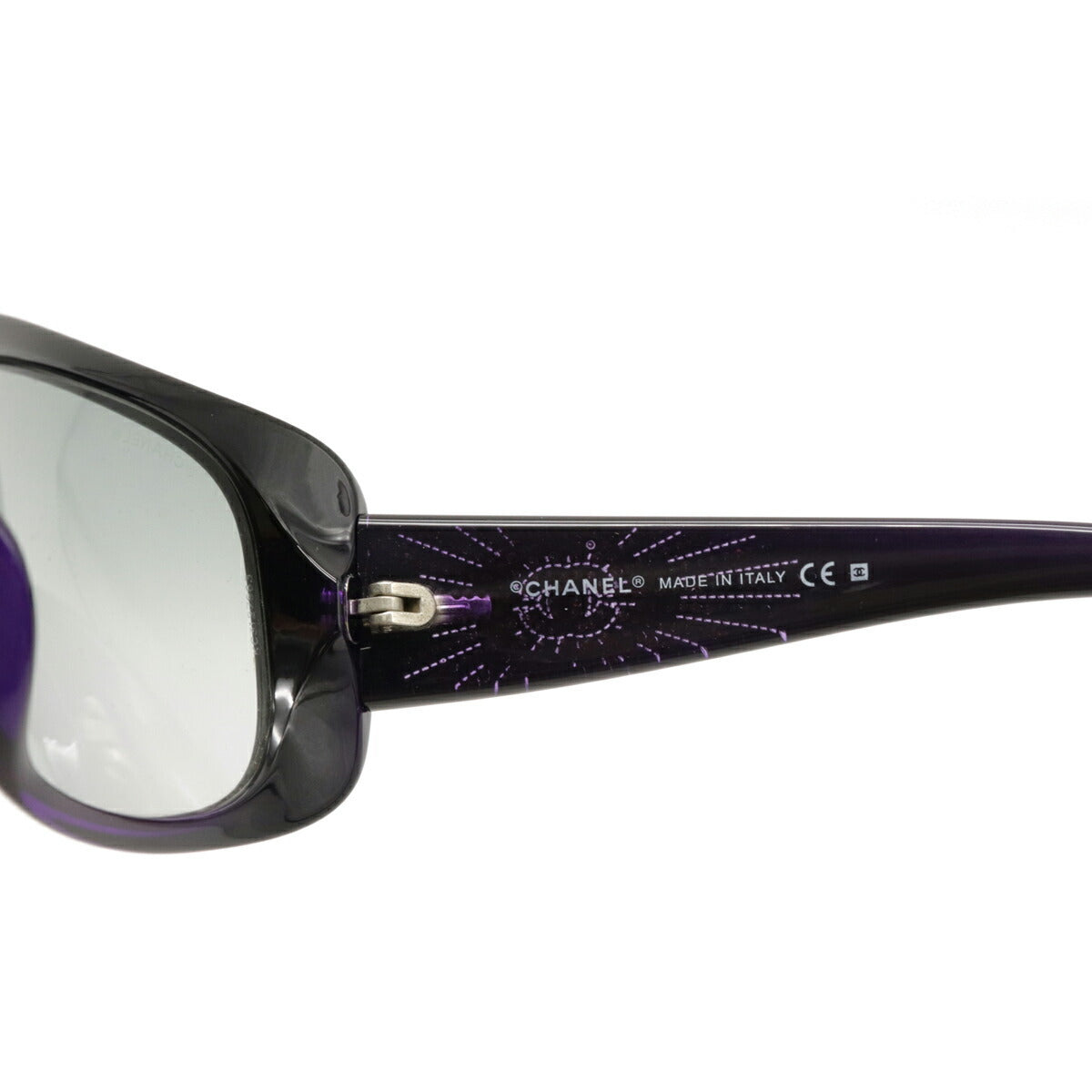Women's Chanel Sunglasses Rhinestone CC Logo Black Purple