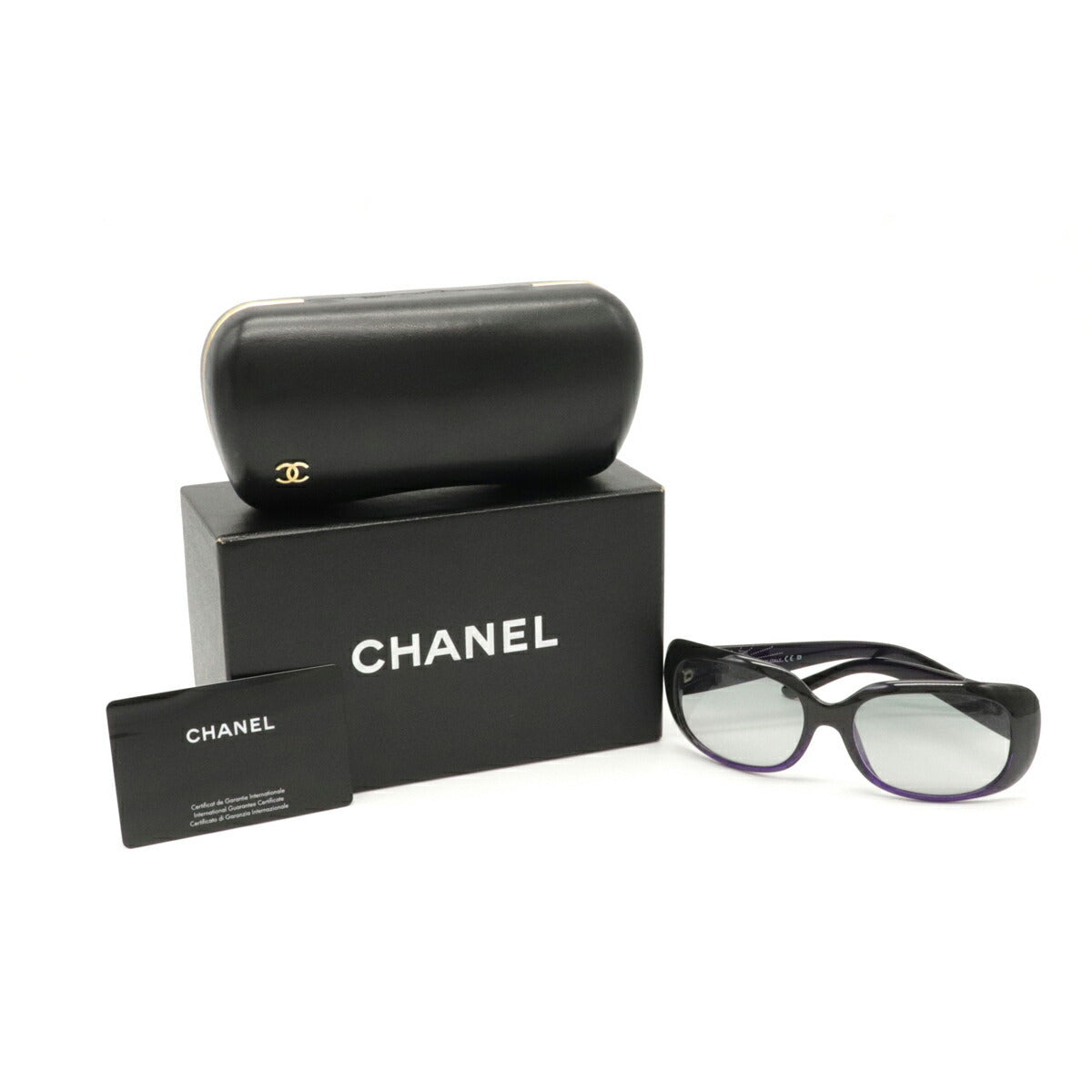 CHANEL, Accessories, Chanel Black Rectangle Sunglasses Silver Cc Logo  Rhinestones With Case