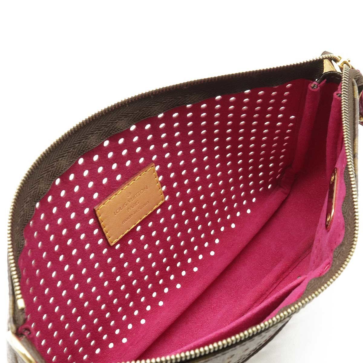 SALE! LOUIS VUITTON Perfo Perforated Pochette Pouch Mini Bag Red