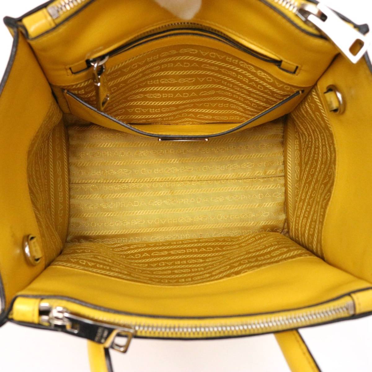 Yellow Prada Saffiano Cuir Large Twin Tote Bag