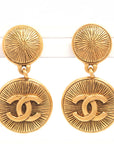 Boucles d'oreilles Chanel Vintage Double Médaillon Rond