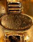 Chanel Vintage Triple CC Clip Sur Boucles D'oreilles Plaqué Or Femme