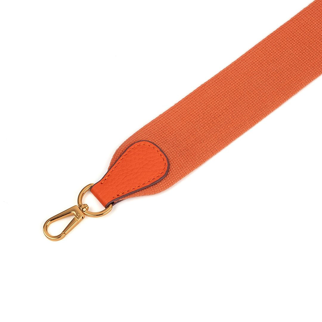 Orange Premium Cotton / Calfskin Leather Crossbody Bag Strap Replacement
