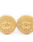 Vintage Chanel Earrings Rope Texture Round