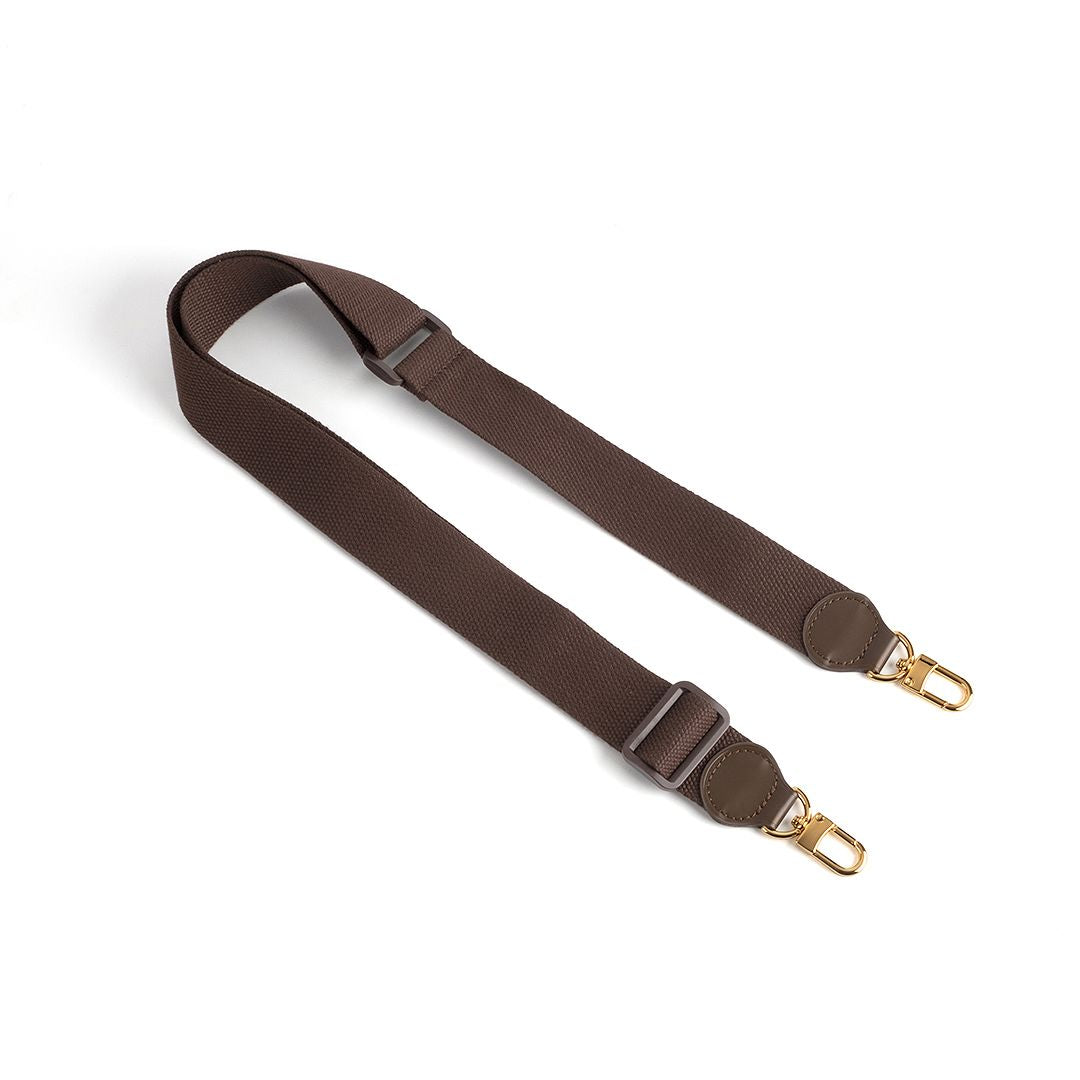 Damier Ebene Brown Premium Cotton / Vachetta Leather Adjustable Crossbody Bag Strap Replacement Wide