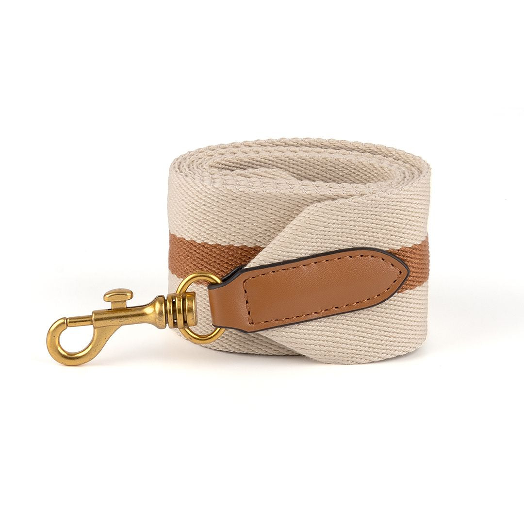 Luxury Bag Strap in Canvas Leather Brown