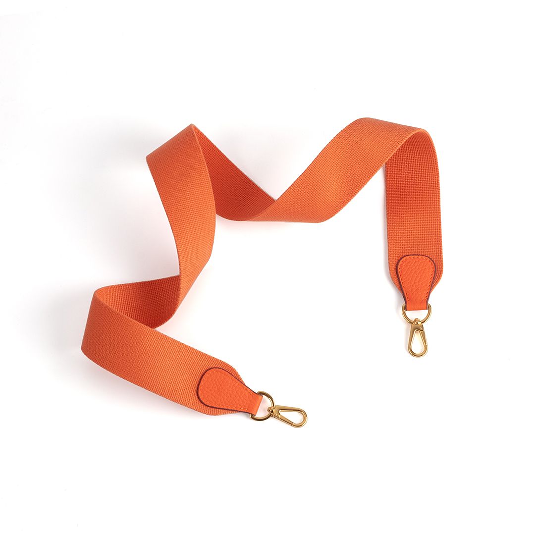 Orange Premium Cotton / Calfskin Leather Crossbody Bag Strap Replacement