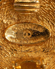 Chanel Vintage Matlasse Round Clip On Earrings Gold Plated Women's