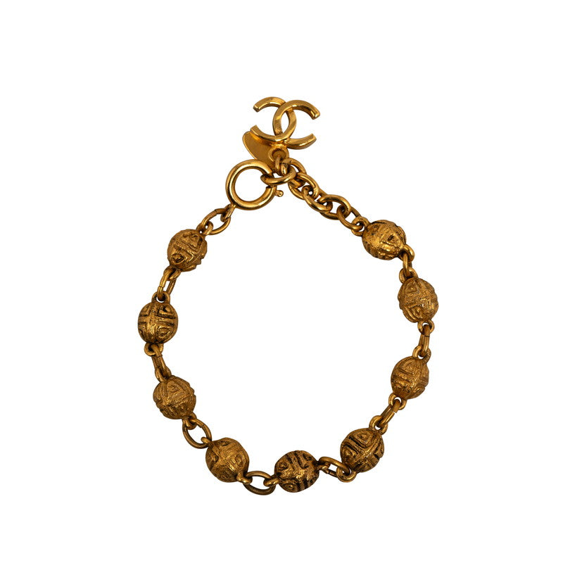 Chanel Vintage Coco Mark Ball Bracelet Gold Plated Women's