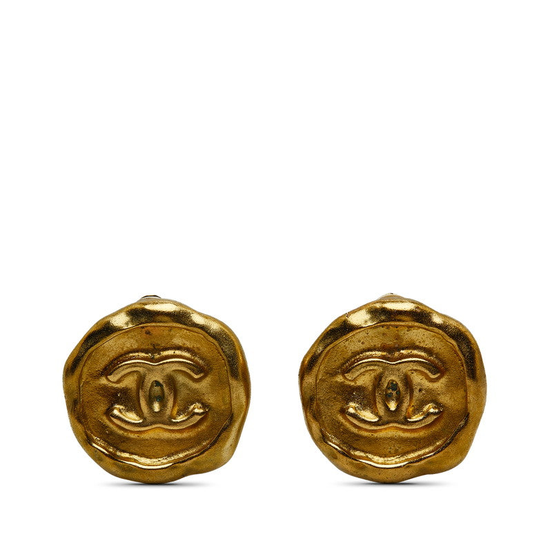 Chanel Vintage Coco Mark Earrings Gold Plated Women's