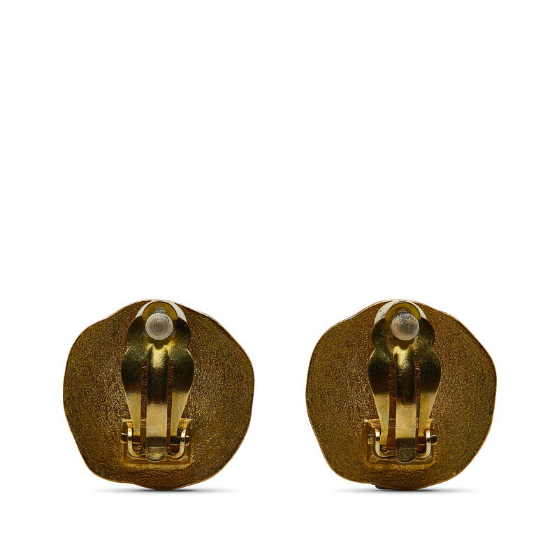 Chanel Vintage Coco Mark Earrings Gold Plated Women&#39;s