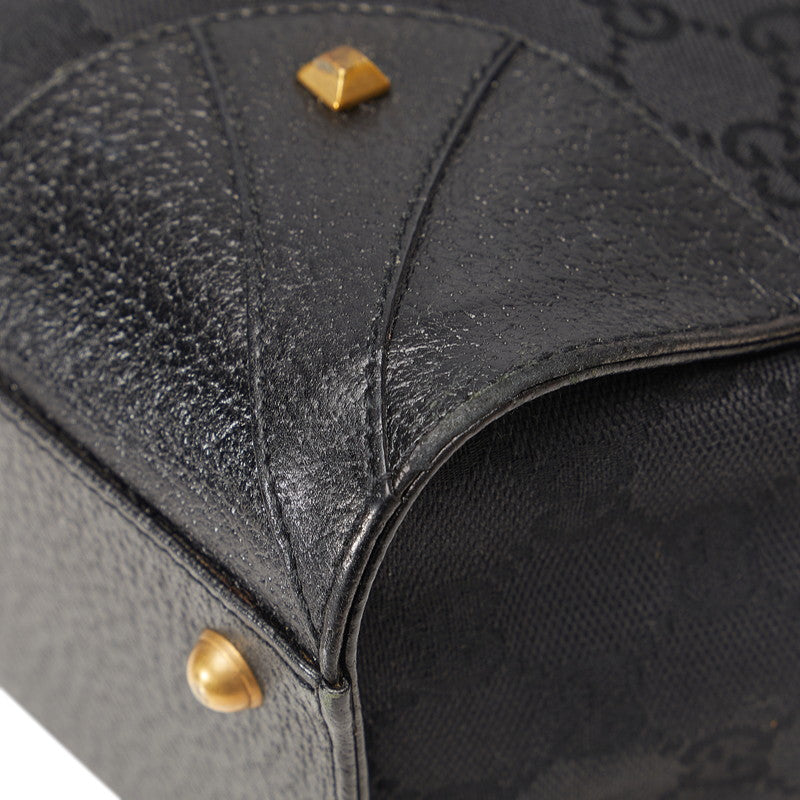 Gucci GG Canvas Gold Metal Fittings Handbag Tote Bag 120897 Black