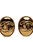 Boucles d'oreilles ovales Chanel Coco Mark plaquées or pour femmes