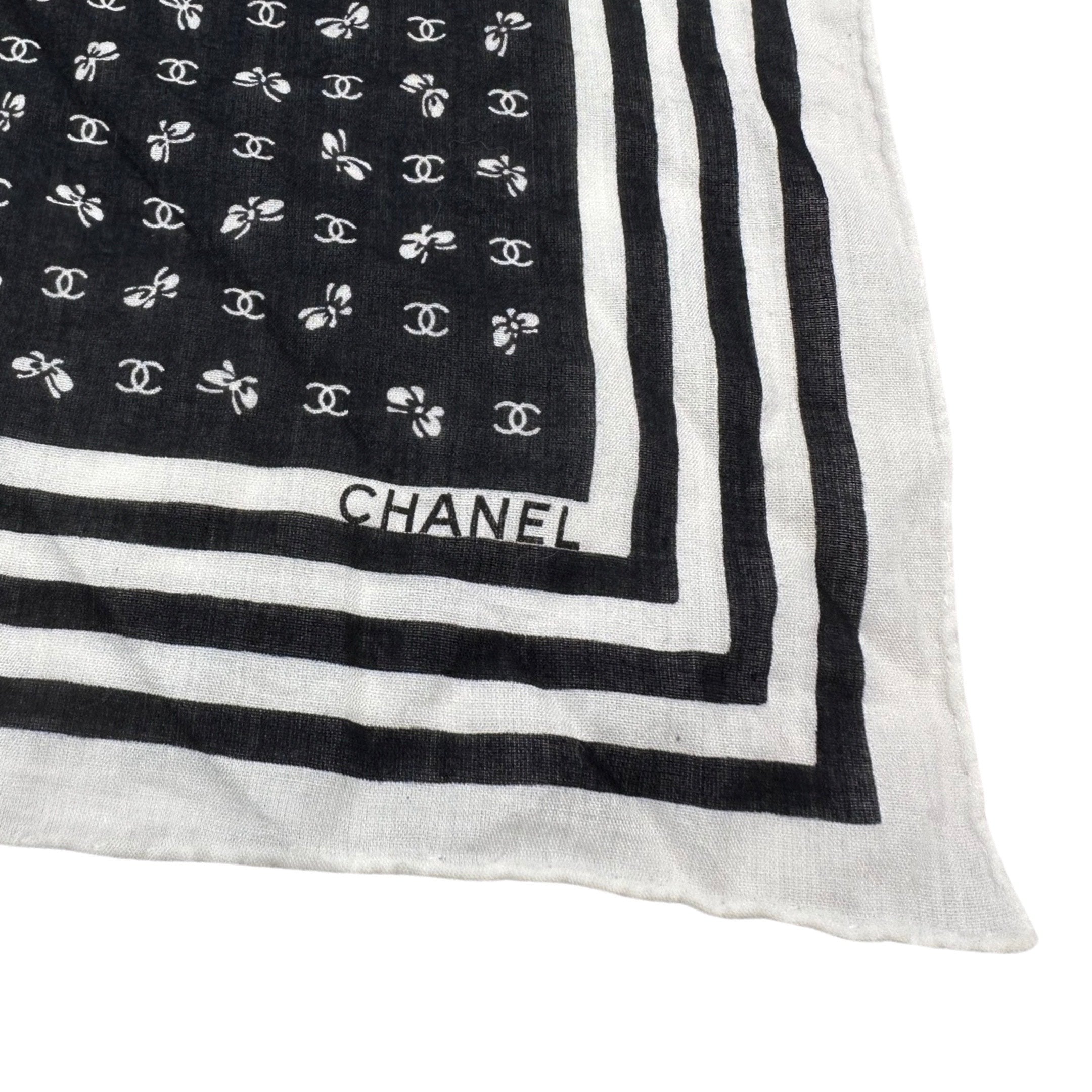 black and white chanel scarf
