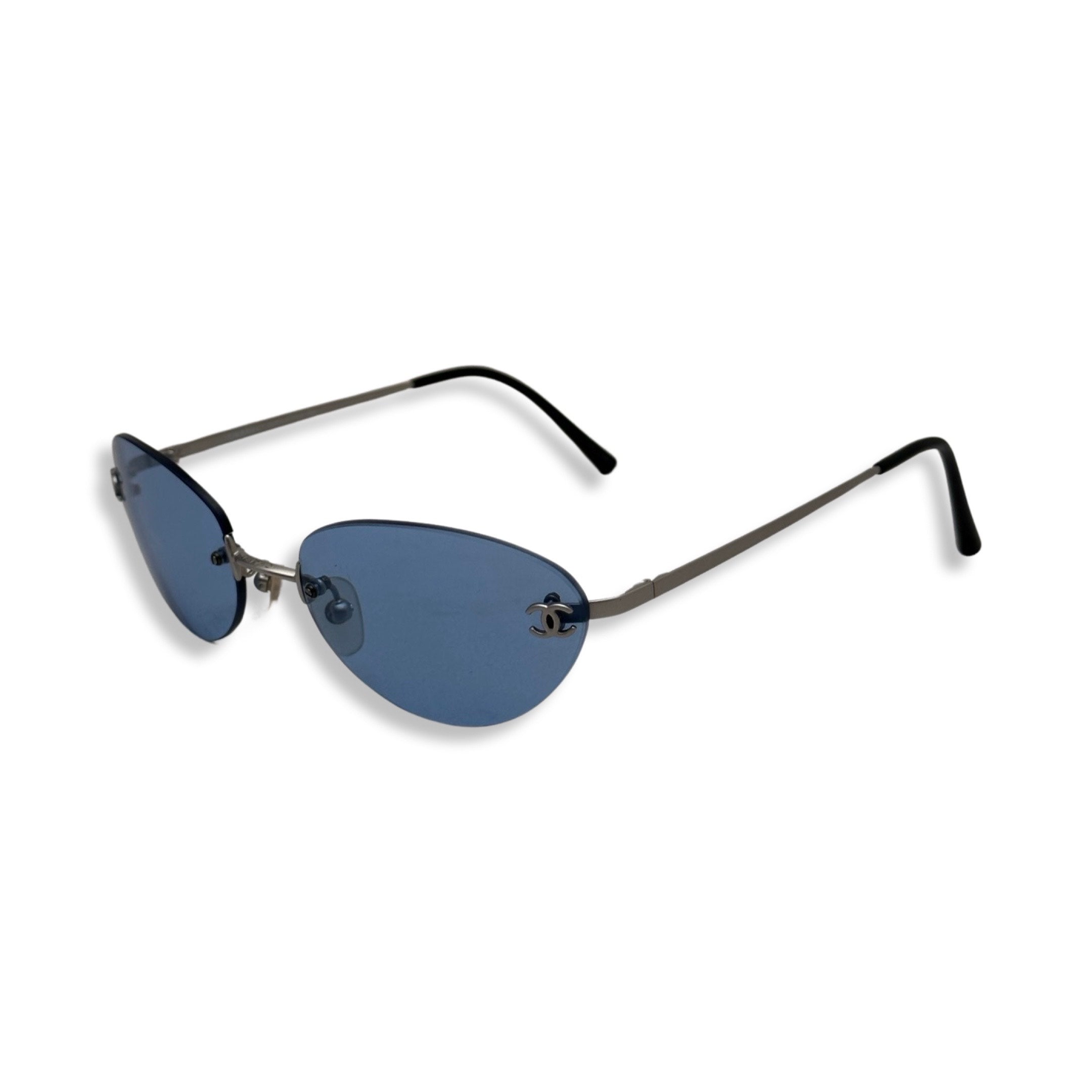 Chanel Blue Cat Eye Aviator Sunglasses