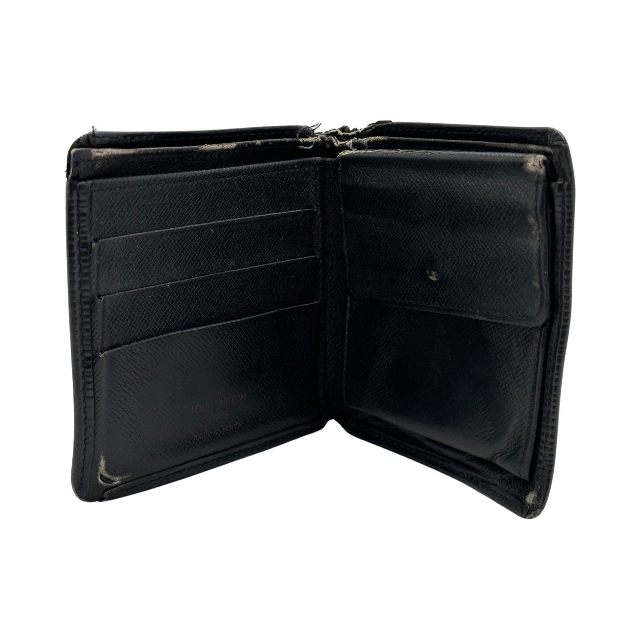 LOUIS VUITTON Authentic Men's Portefeuil Marco Epi Folded Wallet Black  Leather